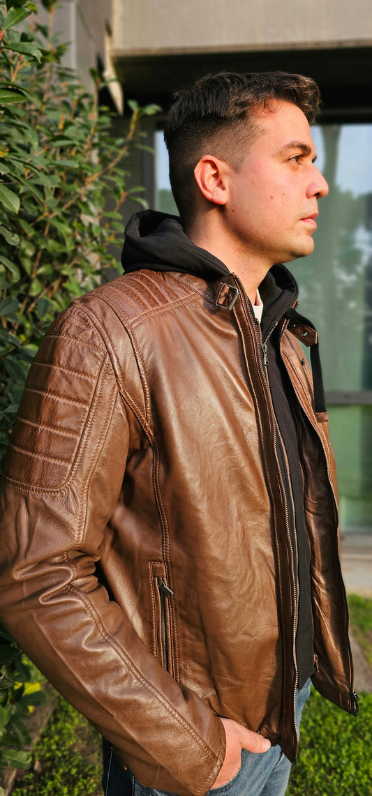 Cliffort - Men leather jacket brown