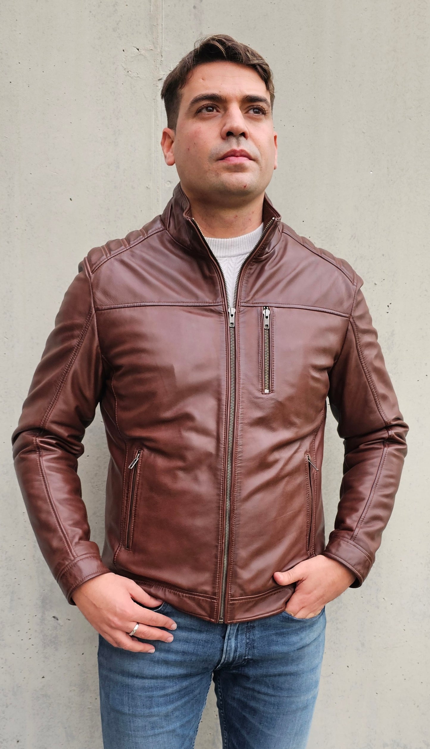 Roderick - Men leather jacket brown