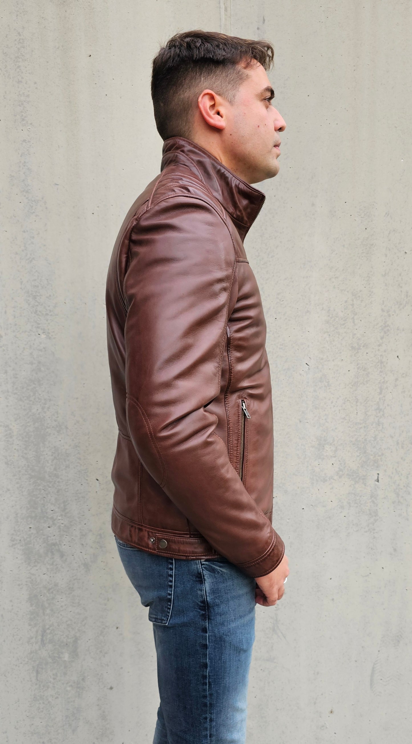 Roderick - Men leather jacket brown