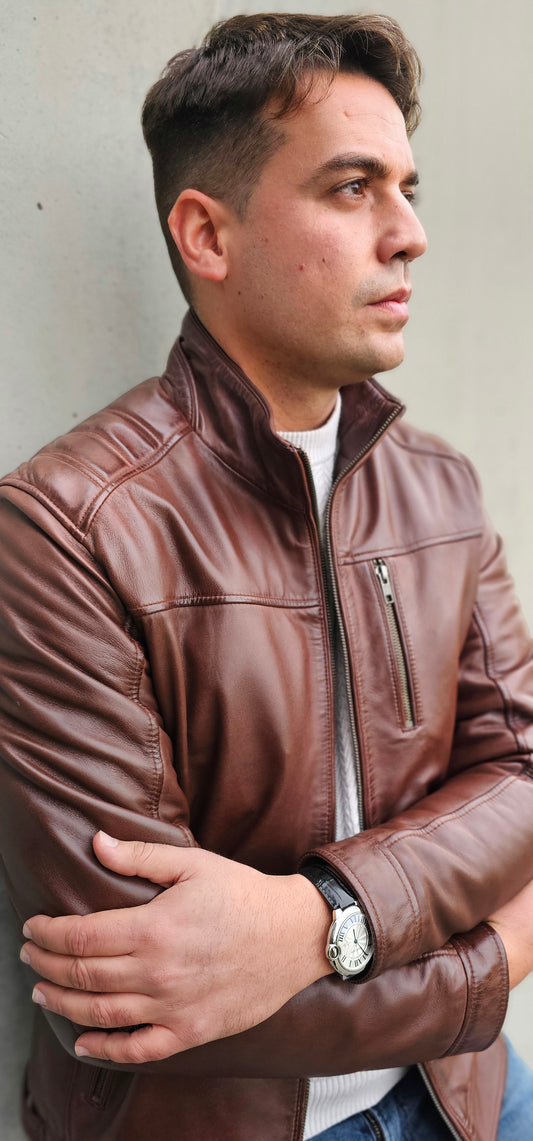 Roderick - Men leather jacket brown