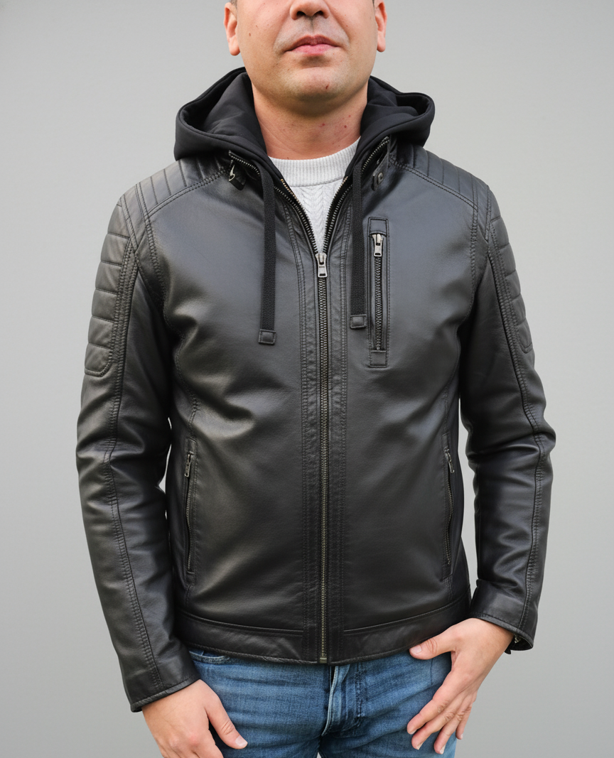 Cliffort - Men leather jacket black